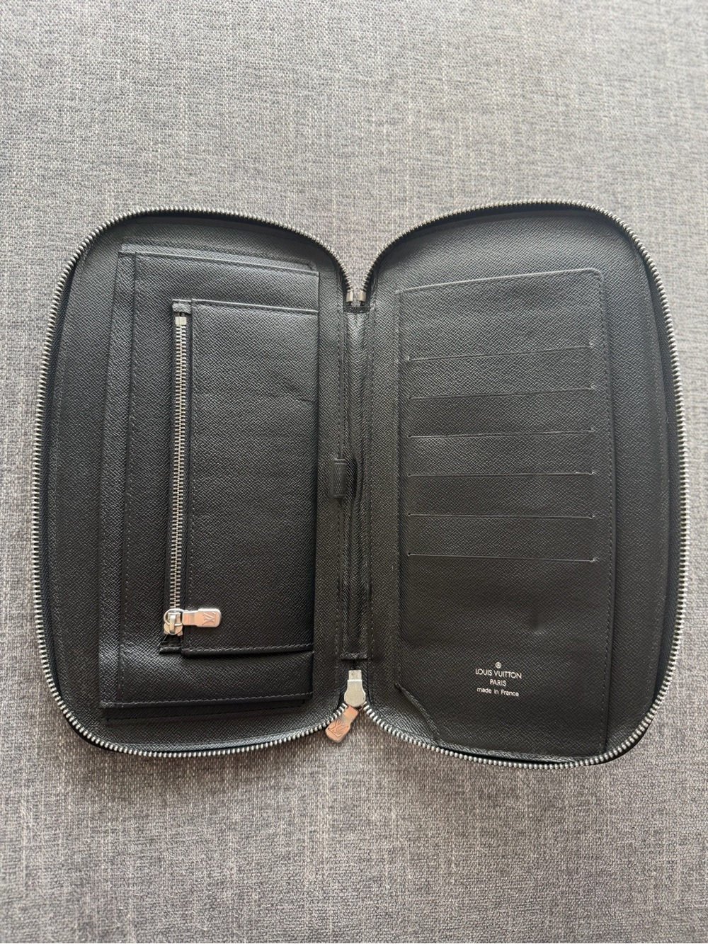 LOUIS VUITTON Black Zip-Around Leather Organizer Wallet